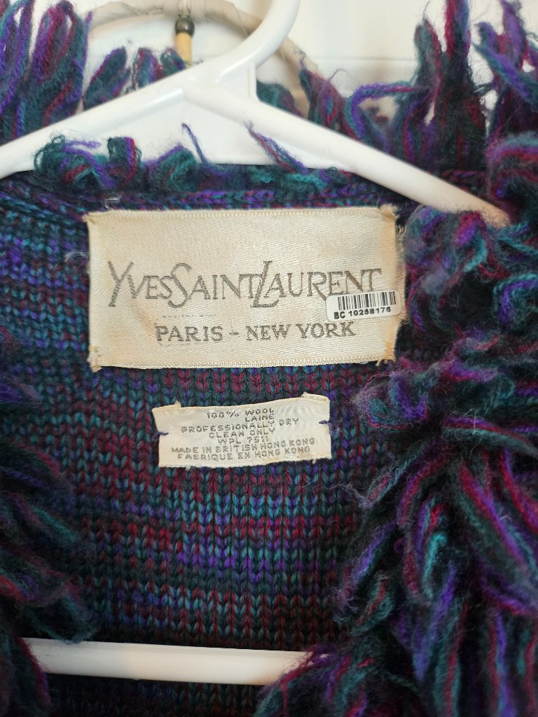 Vintage 1970s Yves Saint Laurent Fringe Wool Cardigan — image 3 of 6